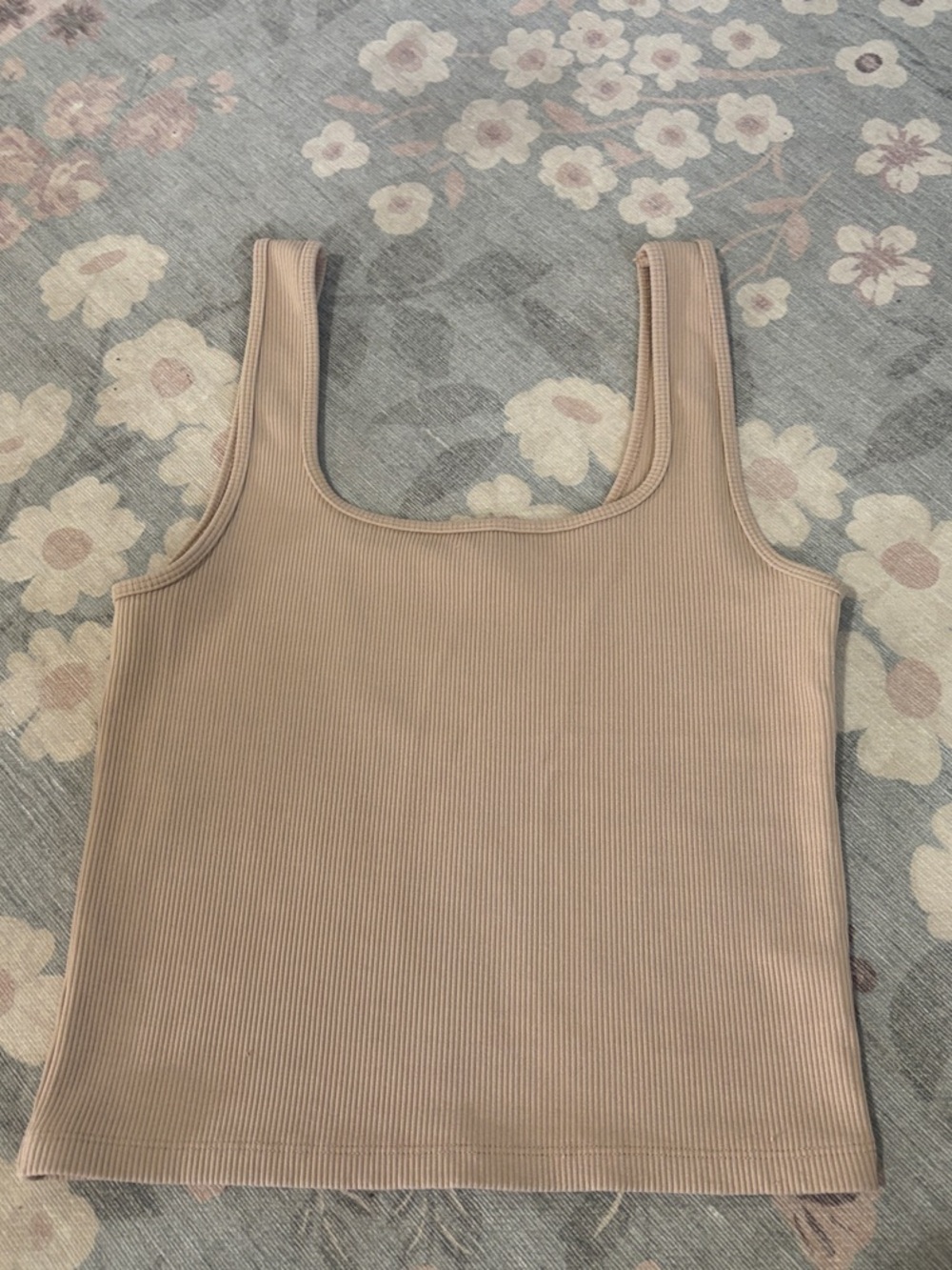 Abercrombie & Fitch Ribbed Square-Neck Tank in Light Beige